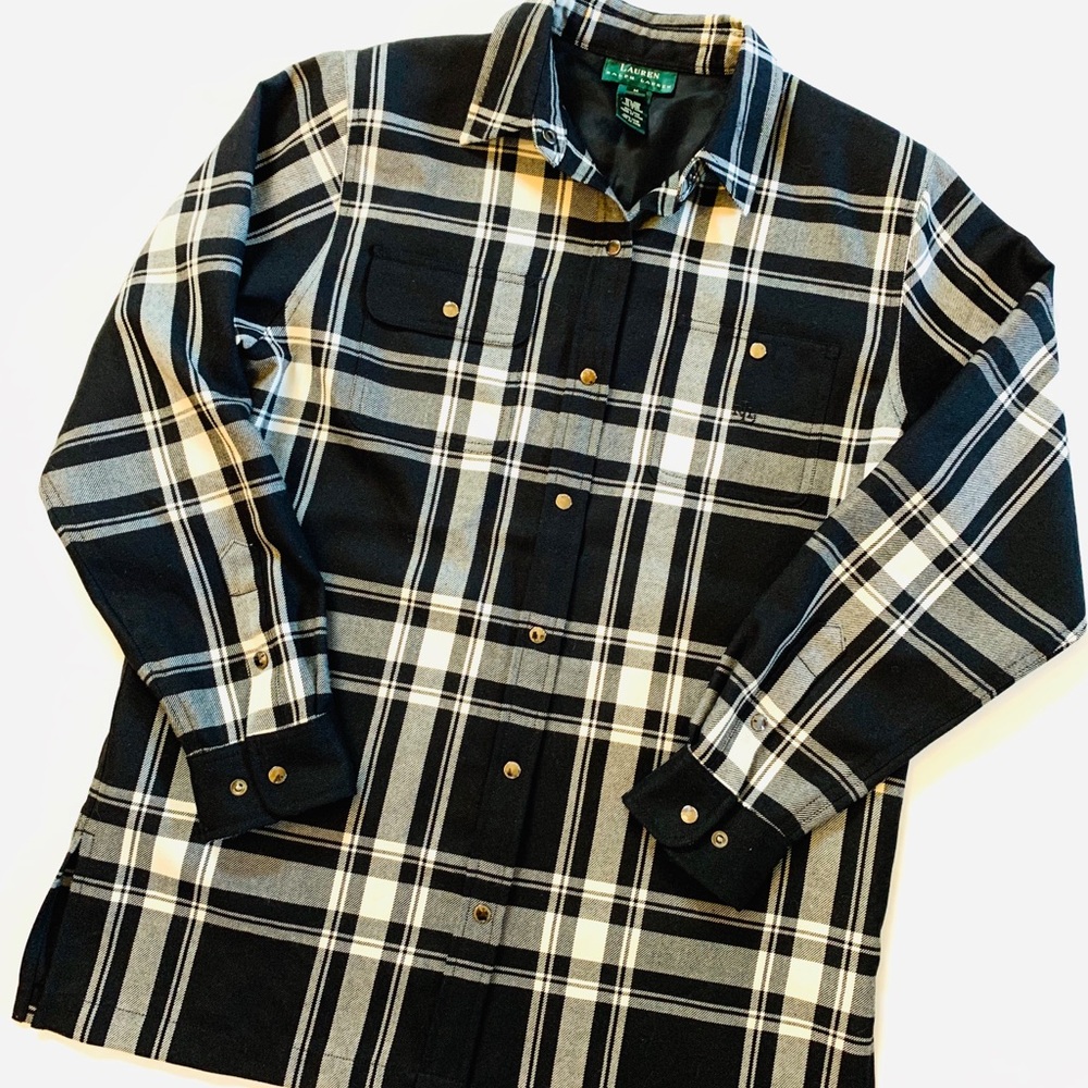 Lauren by Ralph Lauren green label plaid top.